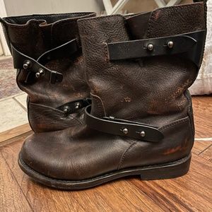 Rag & Bone Dark Brown Leather Moto Boots size 38